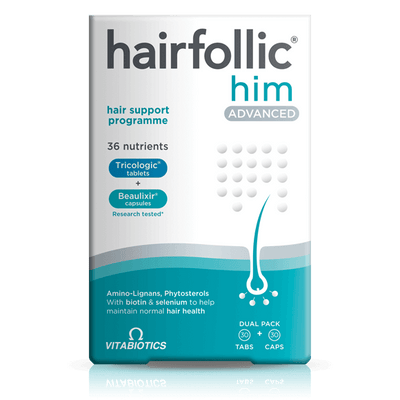 Hairfollic Him Advanced by Vitabiotics | 30 Tablets/30 Capsules Combination