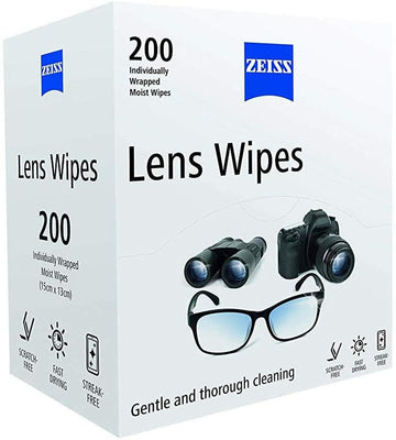 ZEISS Lens Wipes | Gentle & Thorough Cleaning | Pack of 200 Individually Wrapped