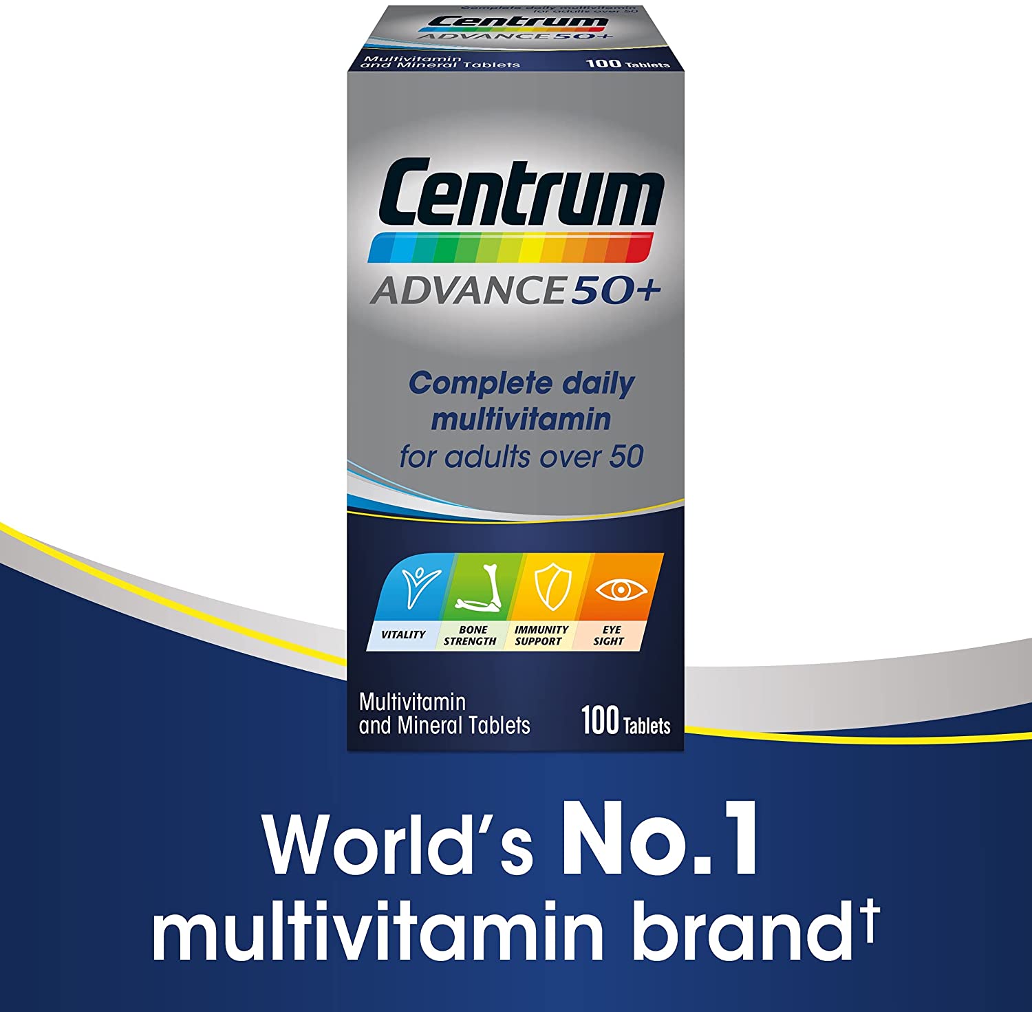 Centrum Advance 50+ | Multivitamin & Minerals | 24 Essential Nutrients Including Vitamin D, Complete Multivitamins | 1x 100 Tablets